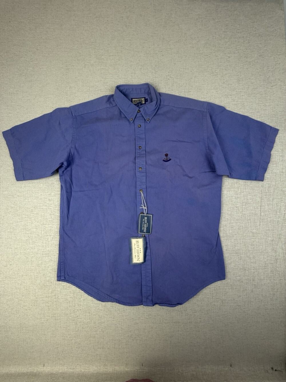 Vintage Ruff Hewn Men’s Large Blue Button Down Shirt NWT 100% Cotton USA Made